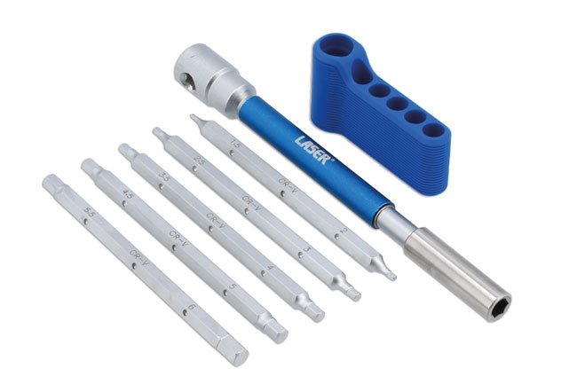 Laser Tools 9114 Interchangeable 3-Way T-Handle Spinner & Hex Bit Set - 6pc Laser Tools