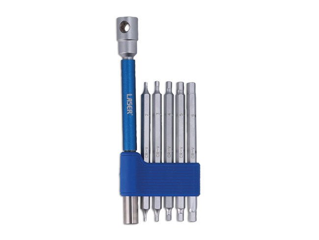 Laser Tools 9114 Interchangeable 3-Way T-Handle Spinner & Hex Bit Set - 6pc Laser Tools
