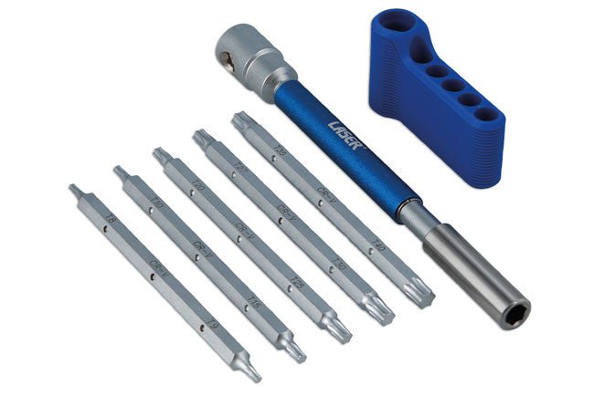 Laser Tools 9115 Interchangeable 3-Way T-Handle Spinner & Star Bit Set - 6pc Laser Tools