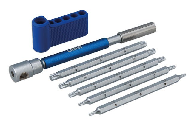 Laser Tools 9115 Interchangeable 3-Way T-Handle Spinner & Star Bit Set - 6pc Laser Tools