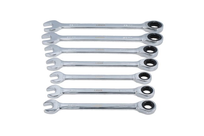 Laser Tools 9124 Ratchet Ring Combination Spanner Set 20 - 32mm - 7pc Laser Tools