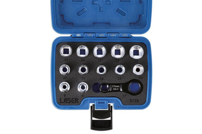 Laser Tools 9138 Ratchet Torque Adaptor with Shallow Insert Sockets 13pc Laser Tools