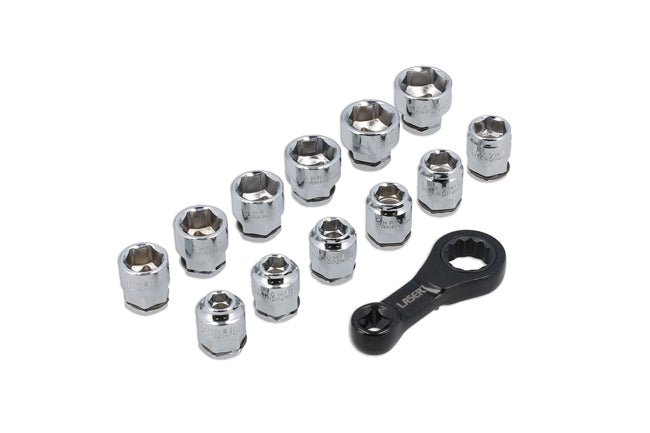 Laser Tools 9138 Ratchet Torque Adaptor with Shallow Insert Sockets 13pc Laser Tools