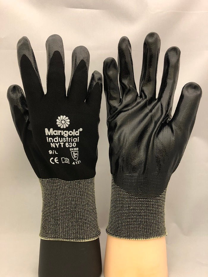 Marigold NYT630 Black Nitrile Coated Work Gloves Ansell