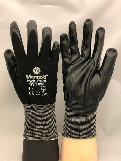 Marigold NYT630 Black Nitrile Coated Work Gloves Ansell