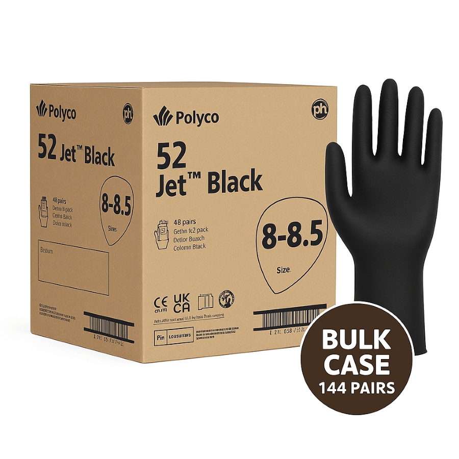 Polyco Jet Black Heavy Duty Rubber Gloves – Case of 48 Pairs Polyco Healthline