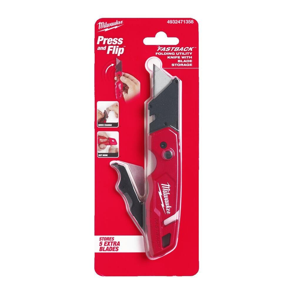 Milwaukee 4932471358 FASTBACK Flip Folding Utility Knife with Blade Storage Milwaukee