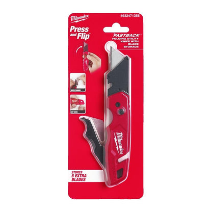 Milwaukee 4932471358 FASTBACK Flip Folding Utility Knife with Blade Storage Milwaukee