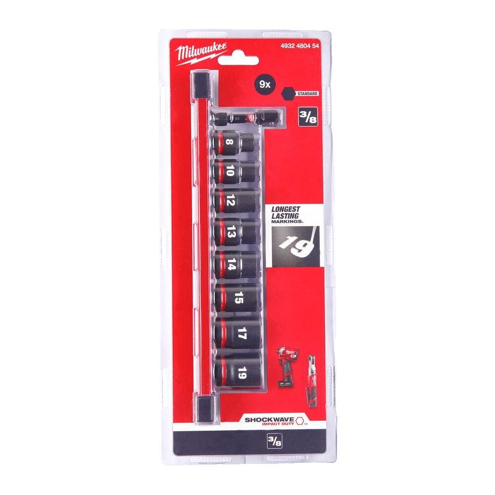 Milwaukee 4932480454 9 Piece Impact Duty 3/8" Drive Impact Socket Rail Set Metric Milwaukee