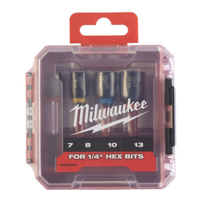 Milwaukee 4932492445 Nut Driver Set 4 Piece Shockwave Impact Duty Magnetic Milwaukee