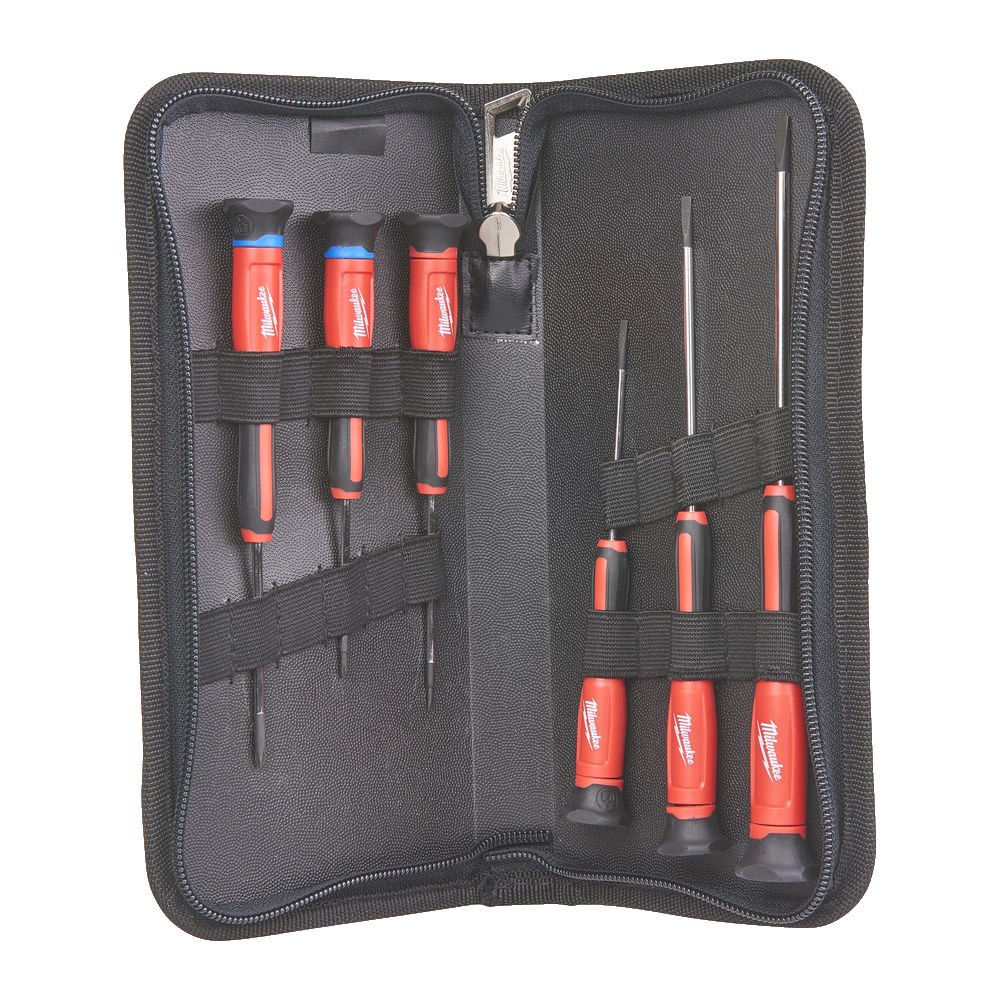 Milwaukee Precision Screwdriver Set 6pc Pozi & Slotted 4932471869 Milwaukee
