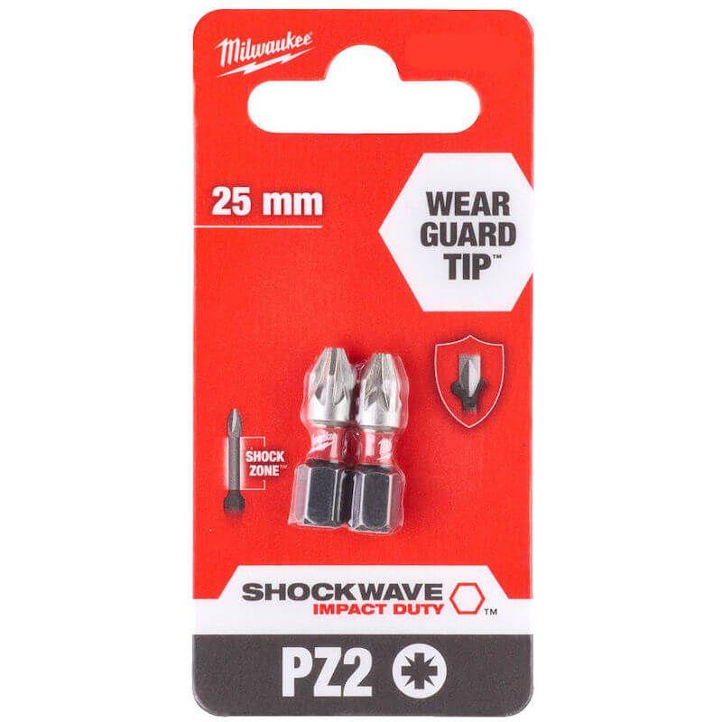 Milwaukee ShockWave Impact Duty PZ2 x 25mm Screwdriving Bits Milwaukee