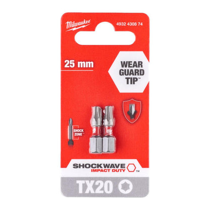 Milwaukee ShockWave Impact Duty TX20 x 25mm Screwdriving Bits Milwaukee