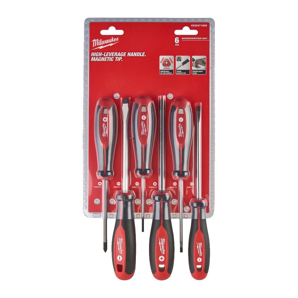 Milwaukee Tri-Lobe 6 Piece Screwdriver Set Slotted & Pozi Milwaukee