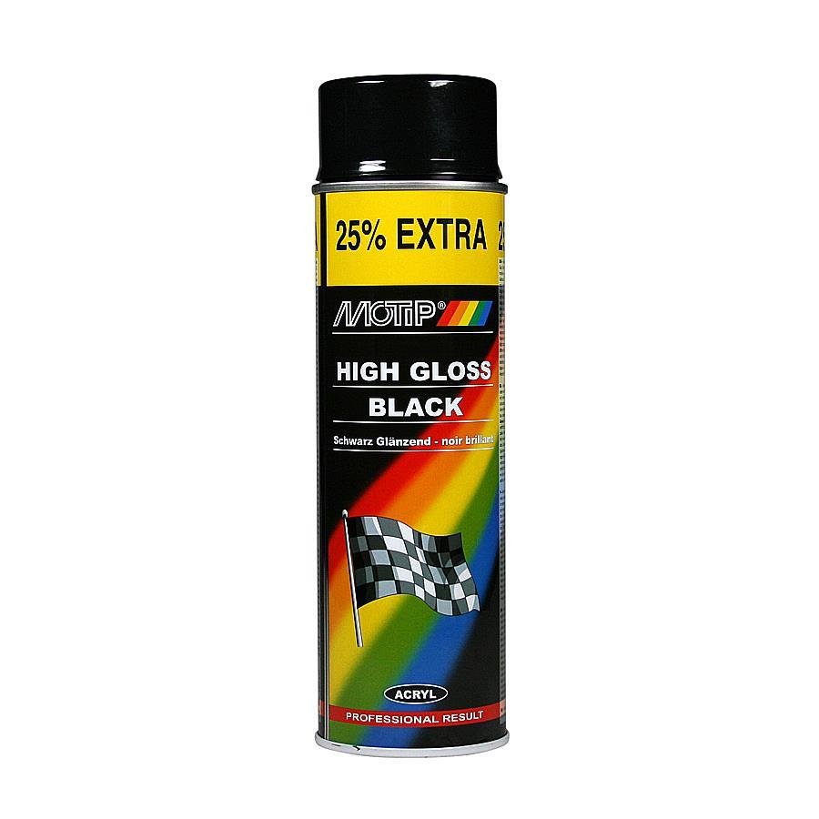 Motip High Gloss Black Spray Paint 500ml Motip