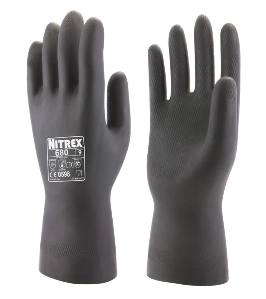 Nitrex 680 Black Latex Heavy Duty Chemical Resistant Gloves Nitrex