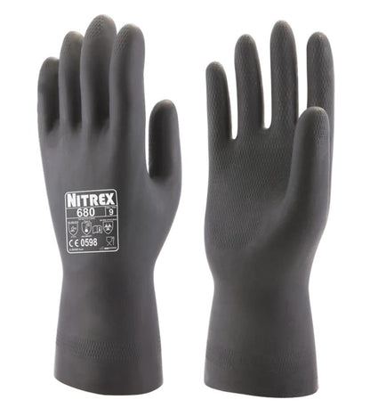 Nitrex 680 Black Latex Heavy Duty Chemical Resistant Gloves Nitrex