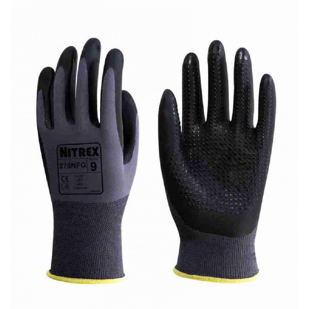 Nitrex Nitrile Coated Gloves with Grip Dots Palm 270NFG Nitrex