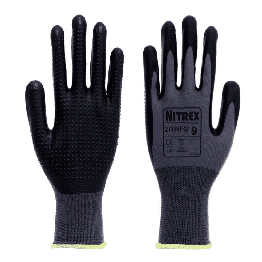 Nitrex Nitrile Coated Gloves with Grip Dots Palm 270NFG Nitrex