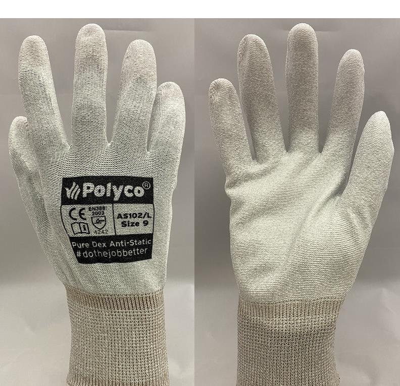 PH Polyco Pure Dex Anti Static PU Palm Coated Gloves Polyco Healthline