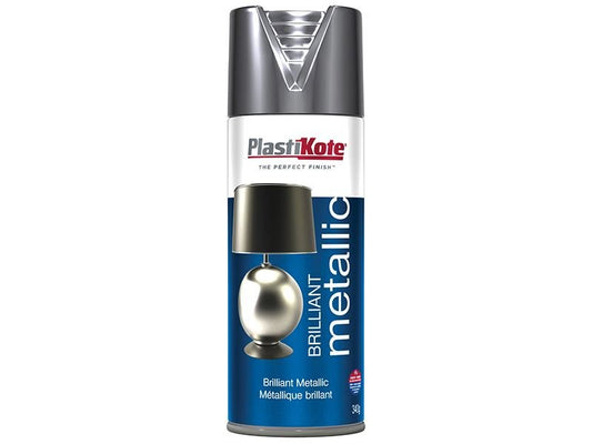 Plastikote Brilliant Metallic Spray Silver 400ml Plastikote