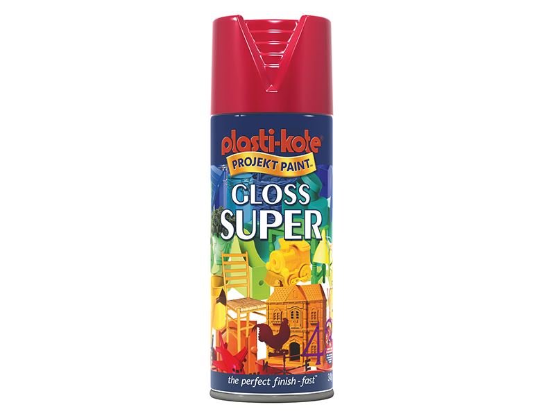 Plastikote Gloss Super Spray Bright Red 400ml Plastikote