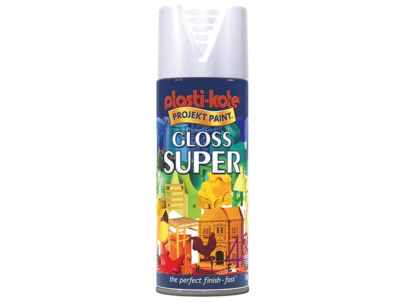 Plastikote Gloss Super Spray White 400ml Plastikote