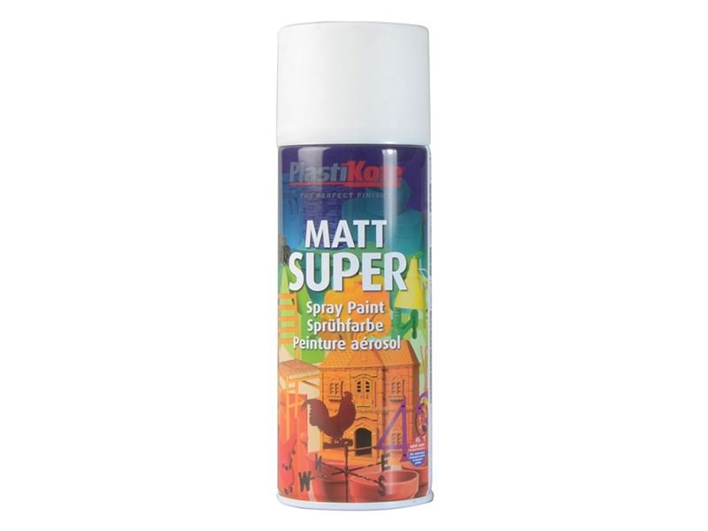 Plastikote Matt Super Spray White 400ml Plastikote