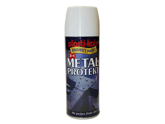 Plastikote Metal Protekt Spray Gloss White 400ml Plastikote