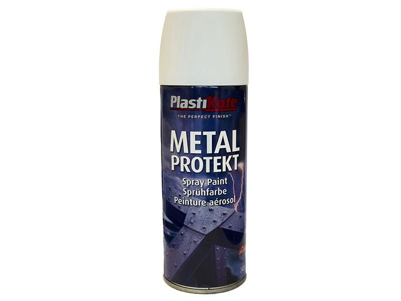 Plastikote Metal Protekt Spray Satin White 400ml Plastikote