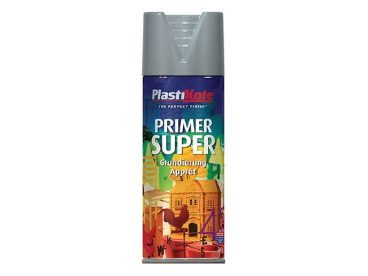 Plastikote Super Spray Primer Grey 400ml Plastikote