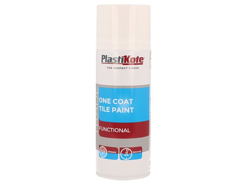 Plastikote Trade One Coat Spray Tile Paint Gloss White 400ml Plastikote