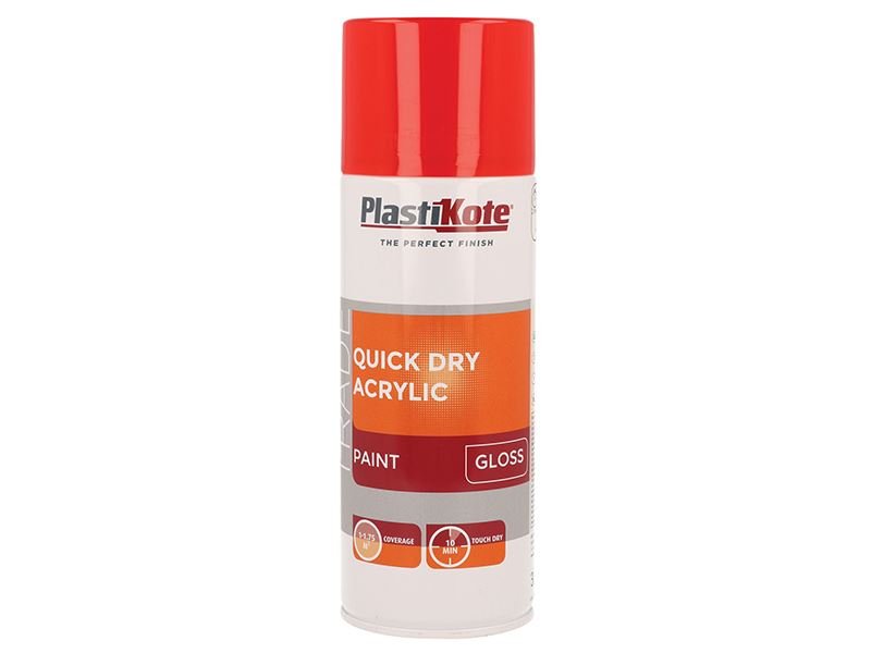 Plastikote Trade Quick Dry Acrylic Spray Paint Gloss Red 400ml Plastikote