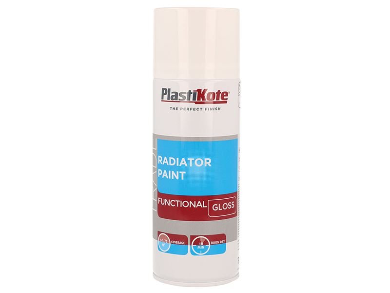 Plastikote Trade Radiator Spray Paint Gloss White 400ml Plastikote