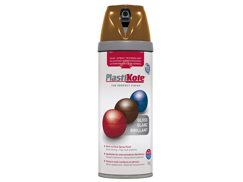 Plastikote Twist & Spray Gloss Chestnut Brown 400ml Plastikote