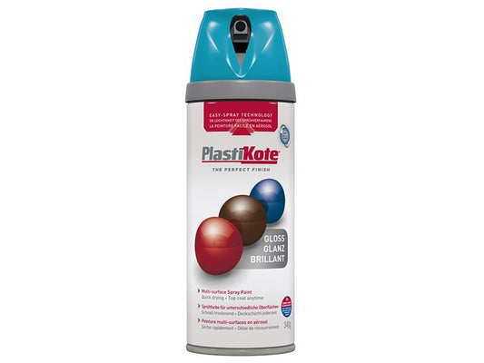Plastikote Twist & Spray Gloss Mediterranean Blue 400ml Plastikote