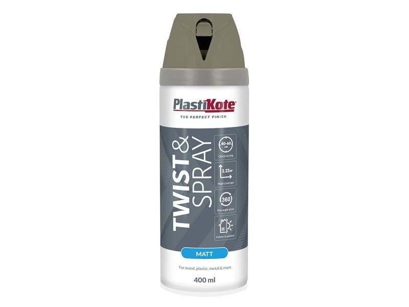 Plastikote Twist & Spray Matt 400ml Quartz Grey PlastiKote