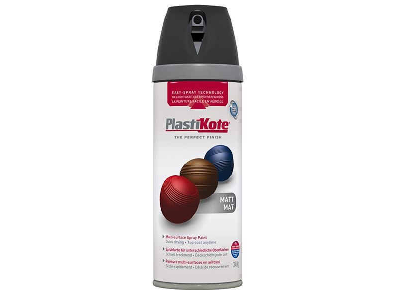 Plastikote Twist & Spray Matt Black 400ml Plastikote