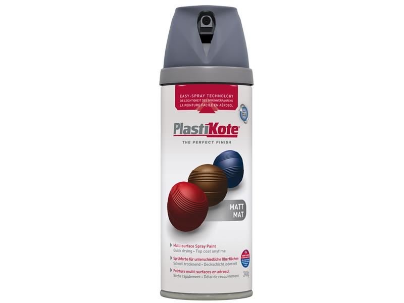 Plastikote Twist & Spray Matt Grey 400ml Plastikote
