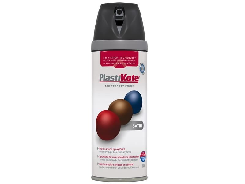 Plastikote Twist & Spray Satin Black 400ml Plastikote