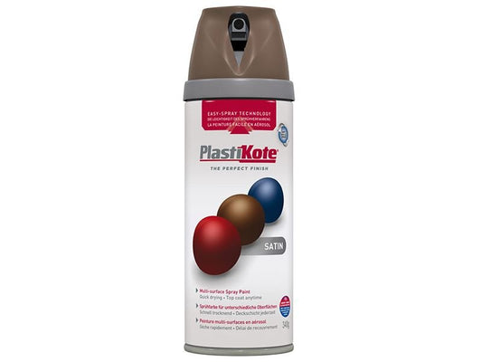 Plastikote Twist & Spray Satin Chocolate Brown 400ml Plastikote