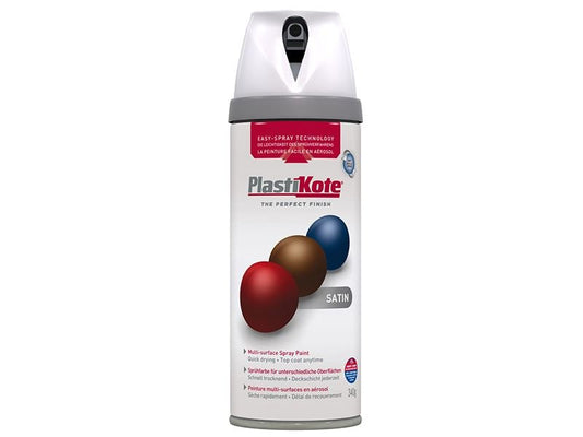 Plastikote Twist & Spray Satin White 400ml Plastikote