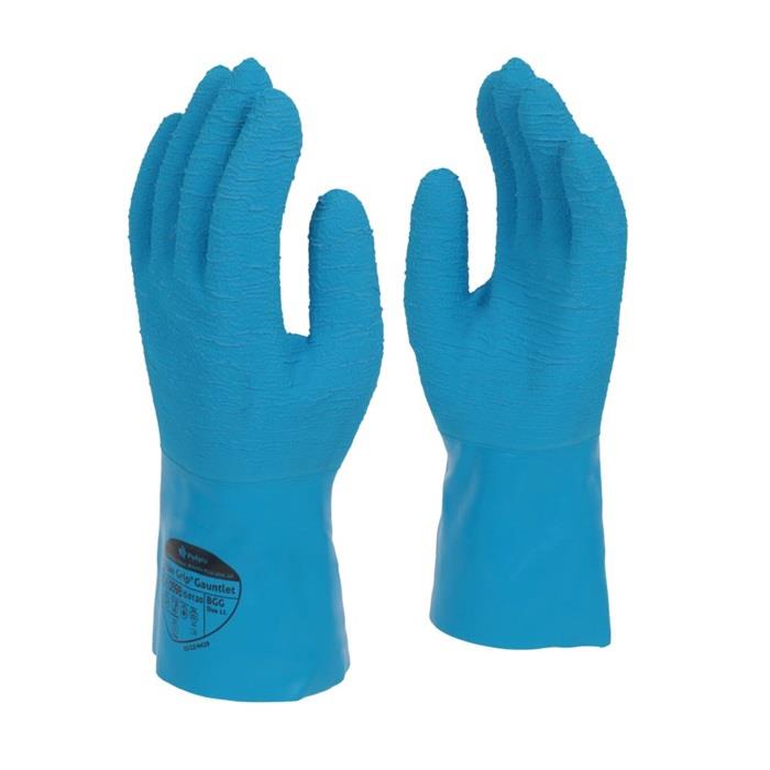 Polyco BGG Blue Grip Crinkle Latex Cold Heat Contact Gauntlet Gloves Polyco Healthline