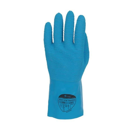 Polyco BGG Blue Grip Crinkle Latex Cold Heat Contact Gauntlet Gloves Polyco Healthline