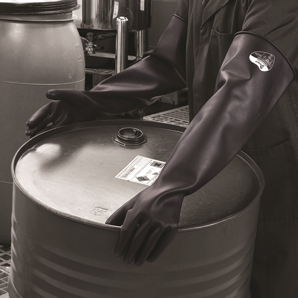 Polyco Chemprotec SC108 Heavyweight 60cm Black Latex Rubber Gloves Polyco Healthline