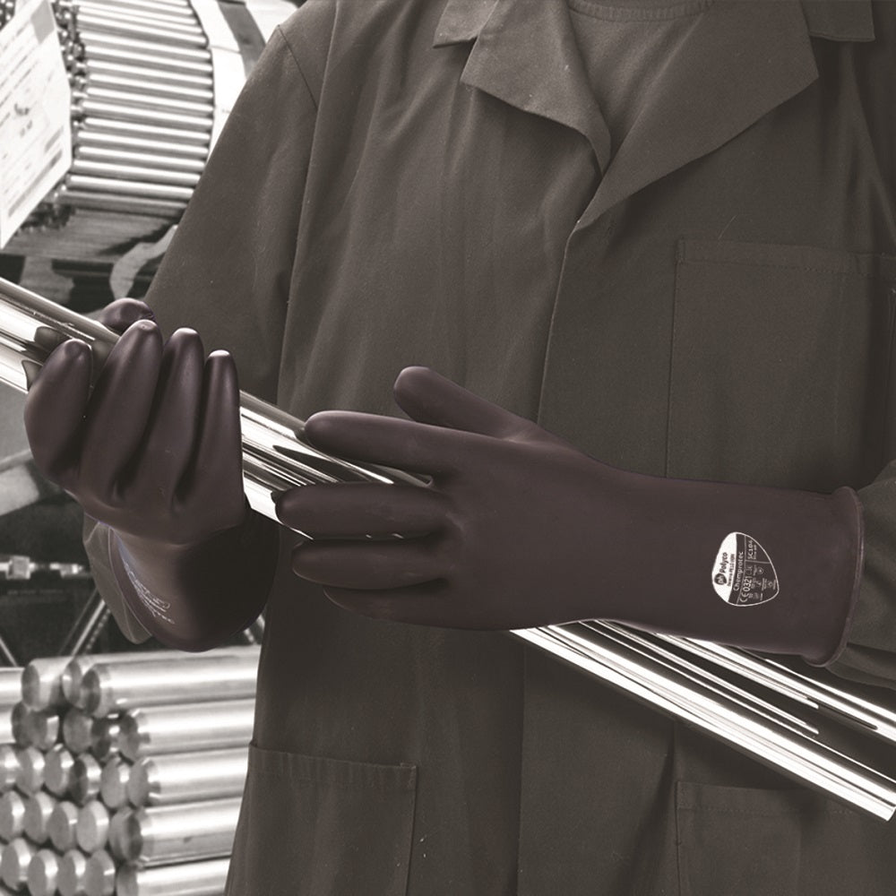 Polyco Chemprotect SC104 Mediumweight 44cm Black Rubber Gauntlets Polyco Healthline