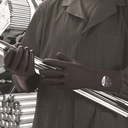 Polyco Chemprotect SC104 Mediumweight 44cm Black Rubber Gauntlets Polyco Healthline