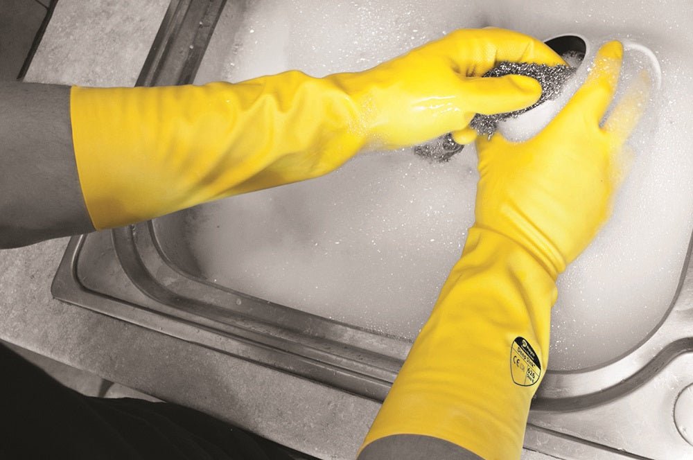 Polyco Deep Sink 40cm Long Yellow Latex Rubber Gloves Polyco Healthline