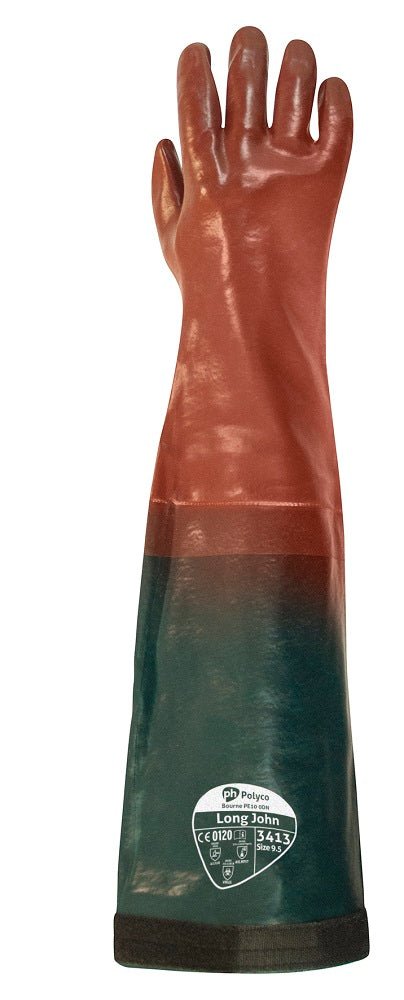 Polyco Long John 64cm PVC Rubber Gauntlet Extra Long Sleeve Polyco Healthline