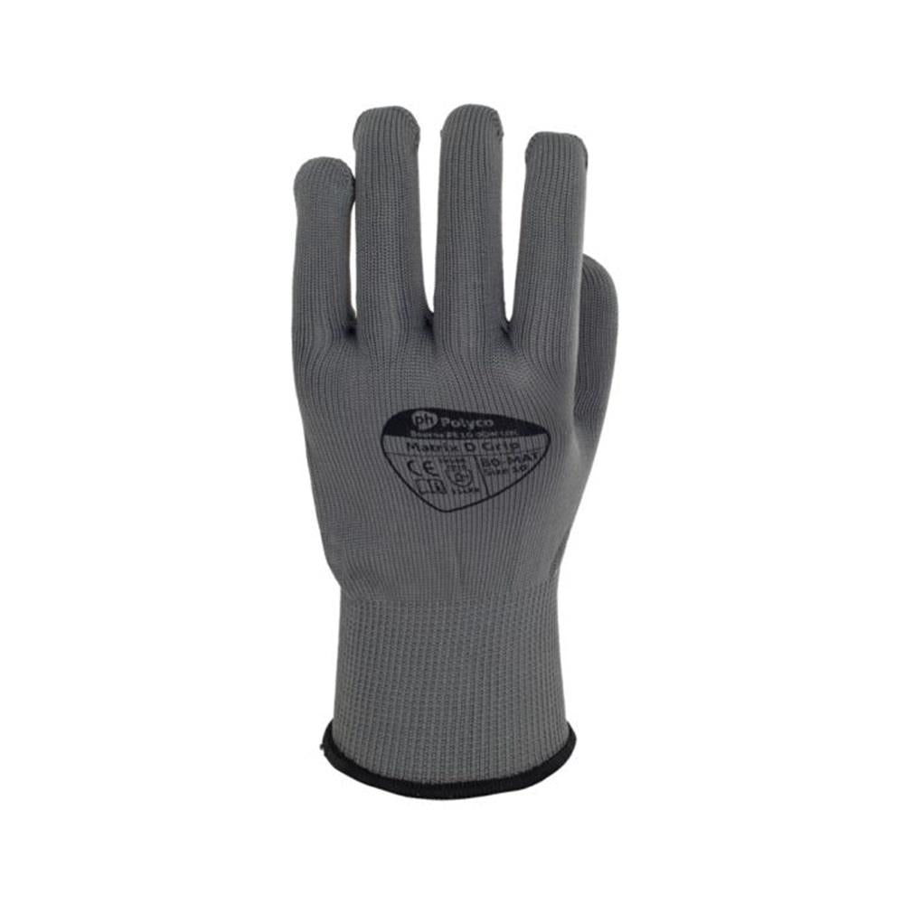 Polyco Matrix D Grip Grey PVC Dot Palm Work Gloves Polyco Healthline